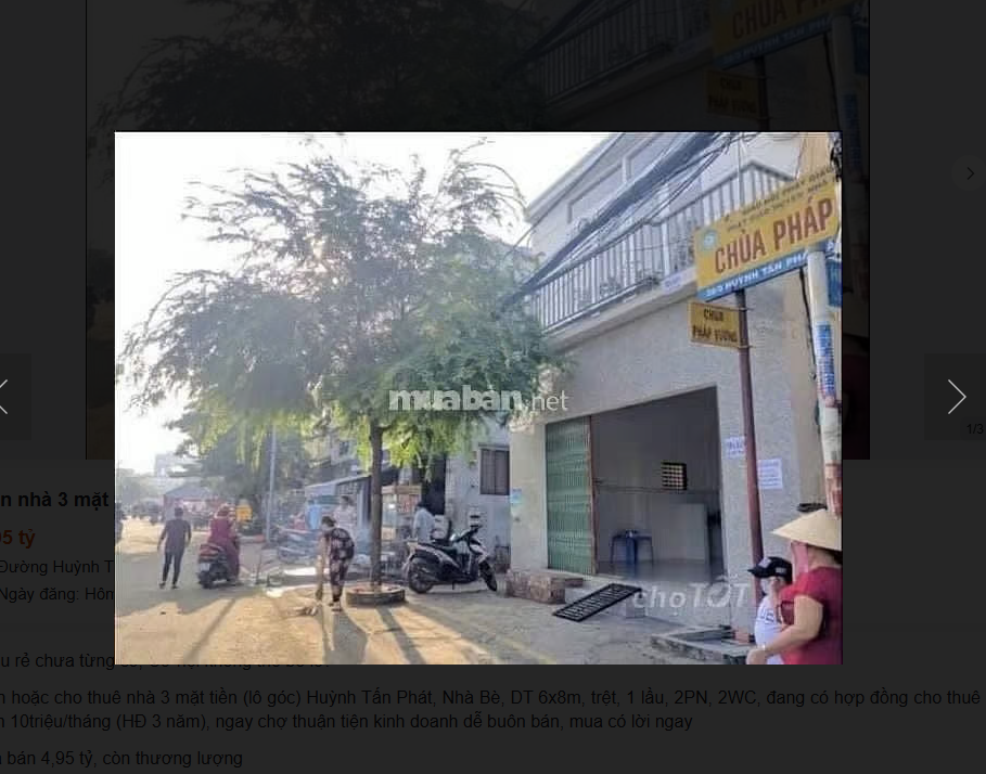 Bán/ cho thuê nhà 3 mặt tiền Huỳnh Tấn Phát Nhà Bè, 6x8m, 1 lầu, tiện kinh doanh
