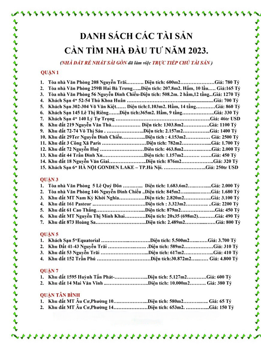 BÁN NHIỀU LÔ ĐẤT VÀ DỰ ÁN ĐẸP TẠI CÁC QUẬN TRUNG TÂM TP.HCM — VỊ TRÍ ĐẮC ĐỊA, PHÁP LÝ RÕ RÀNG